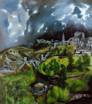  Greco Canvas - View of Toledo Mannerism Spanish Renaissance El Greco Mountain